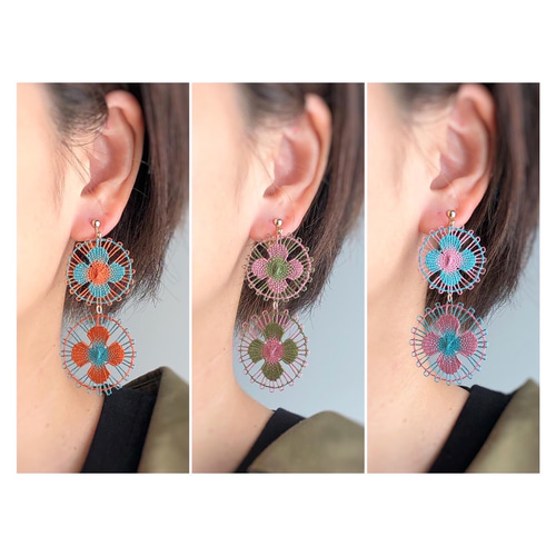 みっちゃん◆一点物✧ドゥルージーレースアゲートピアス✧マルチカラースピネル みっちゃん様専用◇一点物✧ドゥルージーレースアゲートピアス✧マルチ