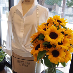 カシュクールシャツ（ギンガムチェック）・イエロー × ホワイト・40（M）サイズ 4枚目の画像