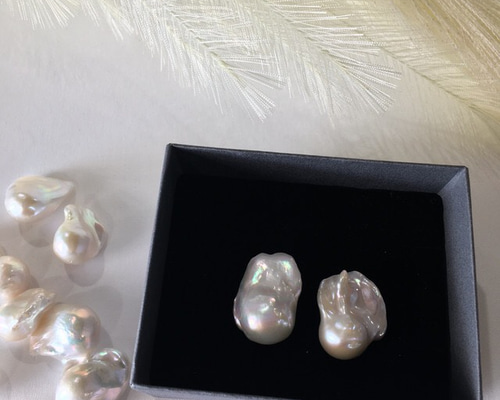 K18 最高品質大粒オイスターバロックパールピアス(G)(H) ピアス