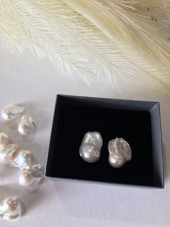 18金　オイスター　バロック　パール　ピアス オイスター バロック パール 16-18mm 淡水真珠 スタッド ピアス