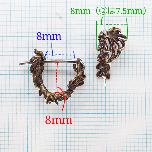 鱗の真鍮ピアス（片耳ピアス） 9枚目の画像