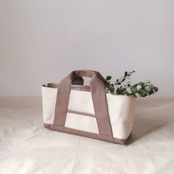 横長トートバック　Aライン 帆布トートバック　帆布トートバッグ シナモン×キナリ 2枚目の画像