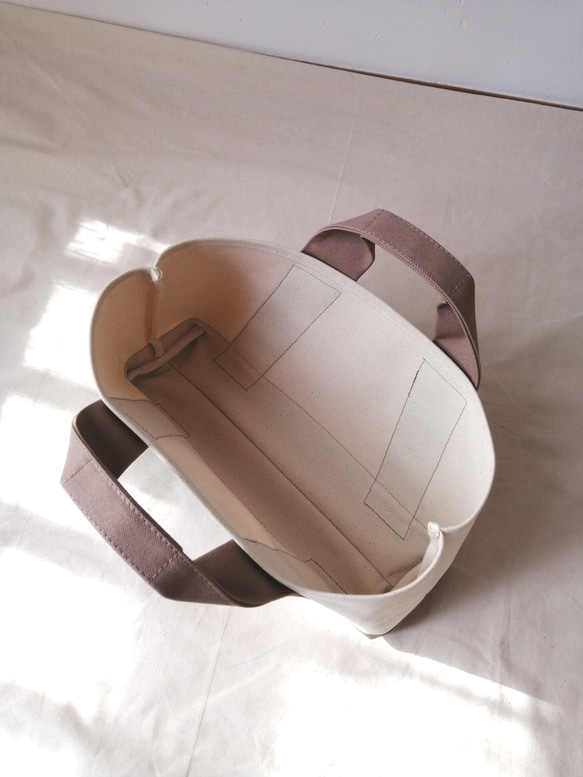 横長トートバック　Aライン 帆布トートバック　帆布トートバッグ シナモン×キナリ 3枚目の画像