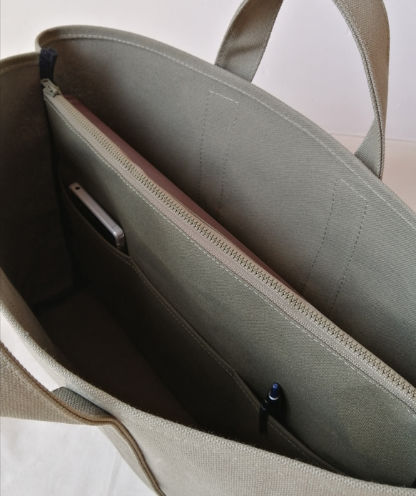 ビジネストートバッグ　仕切り付ト　ートバック　帆布　帆布トートバック 3枚目の画像