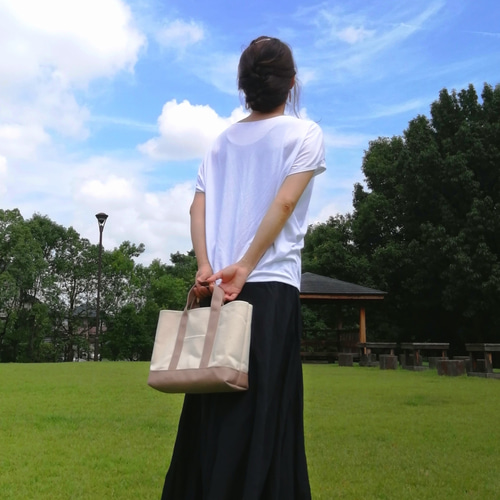 Msize 8号帆布トートバッグ トートバック きなり×シナモン 帆布