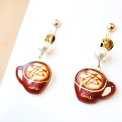 CafeLatte 耳環（填色備註欄） Cafe Latte Art Earrings/Pierce *秋冬 第2張的照片