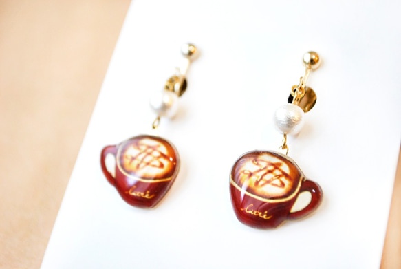 CafeLatte 耳環（填色備註欄） Cafe Latte Art Earrings/Pierce *秋冬 第2張的照片