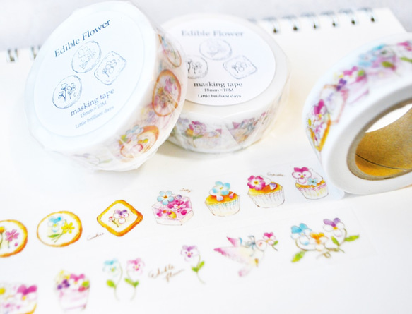 [已售罄] 可食用花卉遮蔽膠帶 | 春天的花朵、糖果和小鳥 (18毫米 x 10米) 第1張的照片