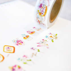 [已售罄] 可食用花卉遮蔽膠帶 | 春天的花朵、糖果和小鳥 (18毫米 x 10米) 第3張的照片