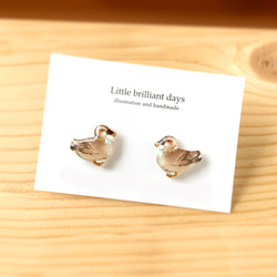 Duck earring【秋冬＊動物かもイヤリング・ピアス 鳥】 1枚目の画像