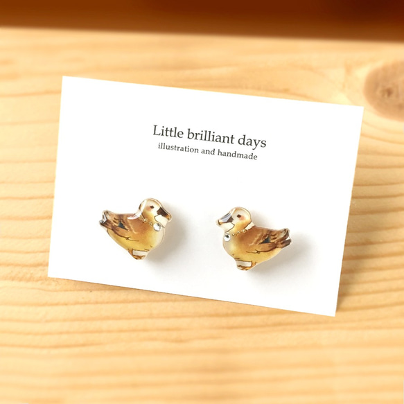 Duck earring【秋冬＊動物かもイヤリング・ピアス 鳥】 3枚目の画像