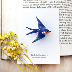 swallow brooch｜青いつばめブローチ 3枚目の画像