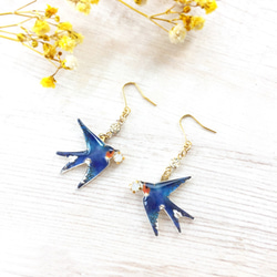 swallow earring｜青いつばめのイヤリング・ピアス 2枚目の画像