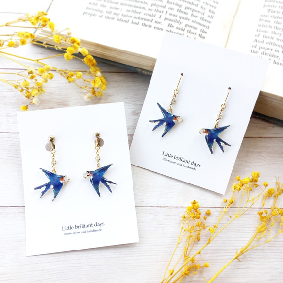 swallow earring｜青いつばめのイヤリング・ピアス 3枚目の画像