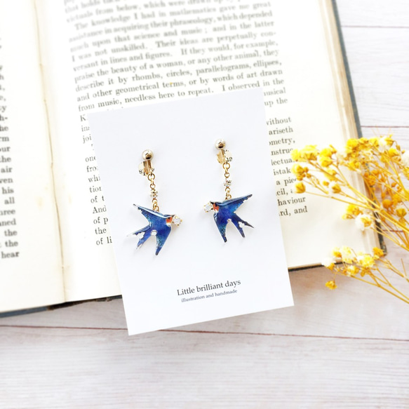 swallow earring｜青いつばめのイヤリング・ピアス 4枚目の画像