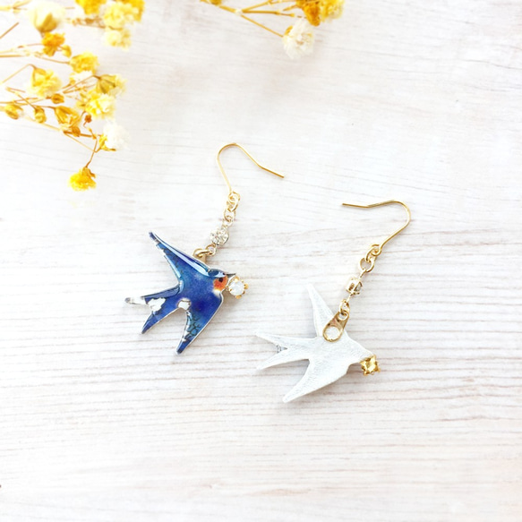 swallow earring｜青いつばめのイヤリング・ピアス 5枚目の画像