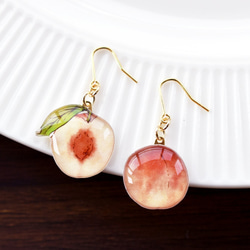 Peach earring｜白桃イヤリング・ピアス〔夏のフルーツ〕 4枚目の画像