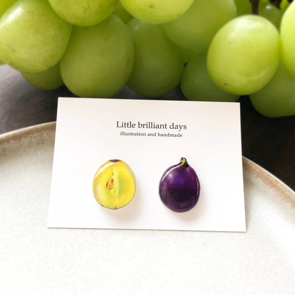 Grape earring｜ぶどうイヤリング・ピアス〔秋のフルーツ〕 2枚目の画像