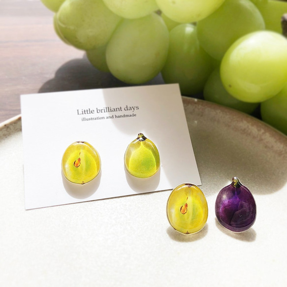 Grape earring｜ぶどうイヤリング・ピアス〔秋のフルーツ〕 6枚目の画像