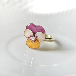 Viola ring｜春のビオラの花リング ホワイトデー 1枚目の画像