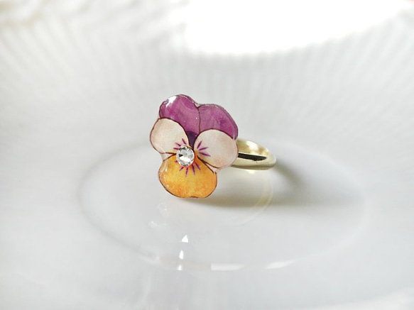 Viola ring｜春のビオラの花リング ホワイトデー 1枚目の画像