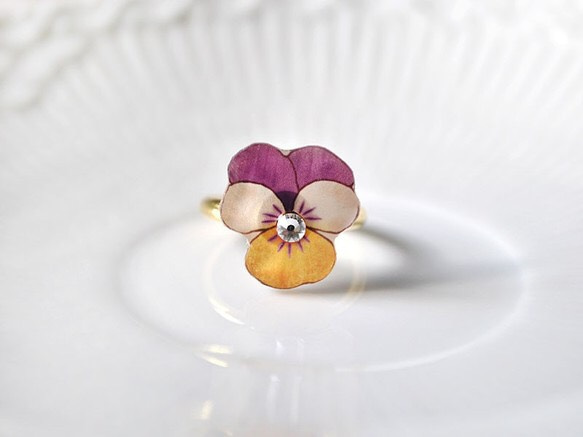 Viola ring｜春のビオラの花リング ホワイトデー 2枚目の画像