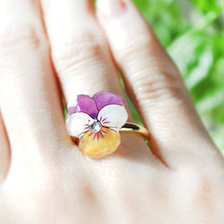 Viola ring｜春のビオラの花リング ホワイトデー 3枚目の画像