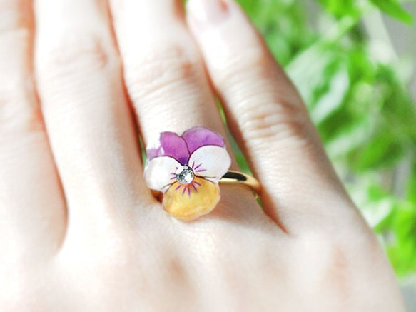 Viola ring｜春のビオラの花リング ホワイトデー 3枚目の画像