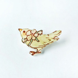 Sakura bird brooch -1-｜桜と小鳥ブローチ 1枚目の画像