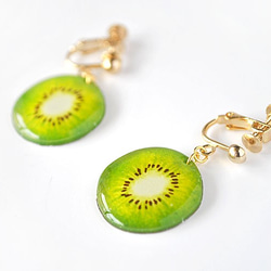 Kiwi earring キウイ 夏 フルーツ イヤリング ピアス 2枚目の画像