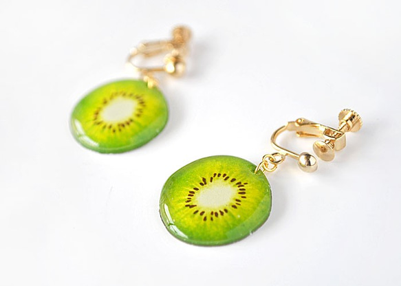 Kiwi earring キウイ 夏 フルーツ イヤリング ピアス 2枚目の画像