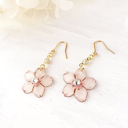 SAKURA PIERCE with Swarovski｜揺れる桜の花イヤリング・ピアス 2枚目の画像