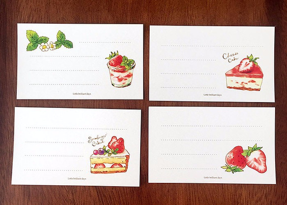 006Message Card StrawberryCakes《8sheets》×２セット 3枚目の画像