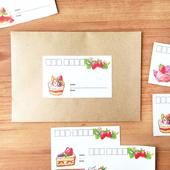郵寄標籤“草莓蛋糕”[請從①到③中選擇一個類型] 地址標籤草莓 第2張的照片