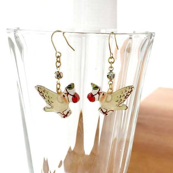 CHERRY BIRD EARRING ｜ 櫻桃和小鳥耳環 第4張的照片