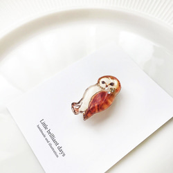 Barn owl brooch｜メンフクロウのブローチ〔動物シリーズ〕 3枚目の画像
