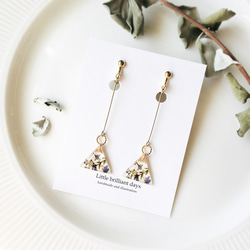 Triangle earring【花柄ゴールド三角ロングピアス・イヤリング 大人可愛い ゴールド 冬春】 3枚目の画像