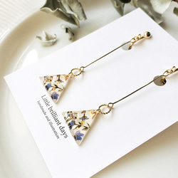 Triangle earring【花柄ゴールド三角ロングピアス・イヤリング 大人可愛い ゴールド 冬春】 4枚目の画像