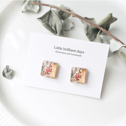 botanical square earring｜ボタニカルスクエアピアス・イヤリング 母の日 花 2枚目の画像