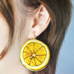 BIG LEMON EARRING 大號檸檬水果耳環 * 夏季 * 大號 第1張的照片