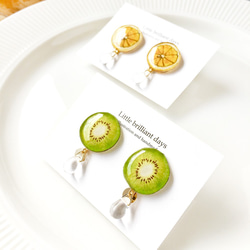 Fresh fruit earrings【夏 レモン キウイ フルーツ ガラス】どちらか備考欄に記入 3枚目の画像