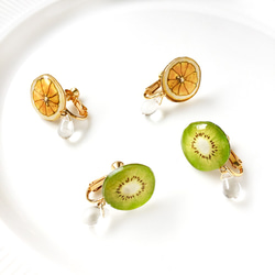 Fresh fruit earrings【夏 レモン キウイ フルーツ ガラス】どちらか備考欄に記入 4枚目の画像