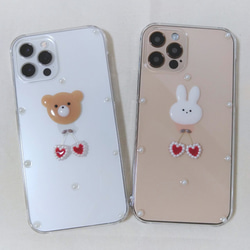 うさぎorくま/さくらんぼ/スマホケース/全機種対応 1枚目の画像