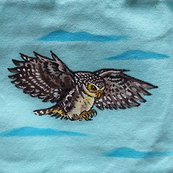 [一隻丸動物園] - 貓頭鷹。鵂鶹。手繪帆布袋。 第4張的照片