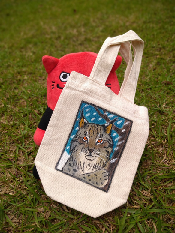 [一隻丸動物園] - オオヤマネコ。コットンバッグ。Canvas Bag 2枚目の画像