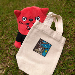 [一隻丸動物園] - オオヤマネコ。コットンバッグ。Canvas Bag 3枚目の画像