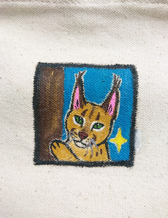 [一隻丸動物園] - 非洲獰貓。手繪帆布袋。飲料提袋 第5張的照片