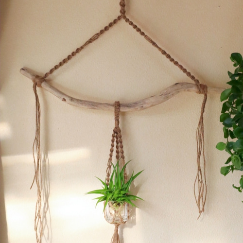 受注作成☆マクラメプラントハンガー 流木ハンガー 流木インテリア  