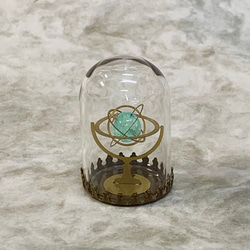 天球儀(Armillary sphere)-畜光ガラスブルー-ミニガラスドーム入り完成品 1枚目の画像