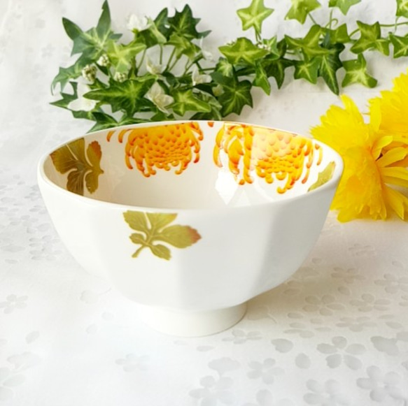 〈限定〉黄菊のボーンチャイナ茶碗 4枚目の画像